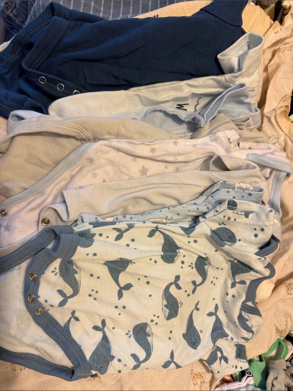 Baby One-Piece Bodysuit - Light Blue Whale Print